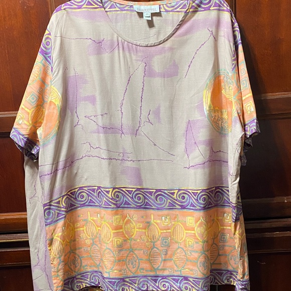 Silhouettes Vintage colorful Geometric Top and Capri Pants Set plus size 3X - Picture 3 of 16